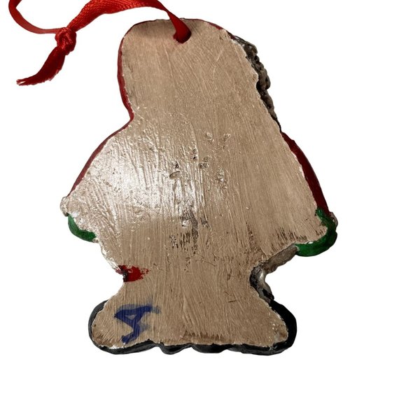 2 Pc Vintage Ornaments Handmade Ceramic Santa and House with Snow 3 x 2 Ea u - Picture 5 of 6